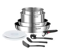 Tefal Ingenio Batterie de cuisine 10 pcs, Poêles, Casseroles, Couvercles hermétiques, Poignée amovible, Induction, Acier inoxydable, Empilable, Antiadhésif, Compatible lave-vaisselle, Emotion L8971S04