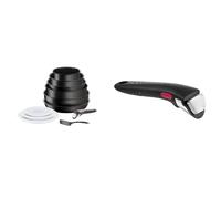 Tefal Ingenio Batterie de cuisine 11 p, Casseroles, Poêles, Wok, Poignée amovible, Induction & Ingenio Poignée amovible noire, Empilable, Verrouillage sécurité 3 points