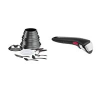 Tefal Ingenio Batterie de cuisine 20 p, Poêles, Casseroles, Induction, Revêtement antiadhésif & Ingenio Poignée amovible noire, Empilable, Verrouillage sécurité 3 points