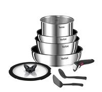 Tefal Ingenio Batterie de cuisine 8 pièces, Poêles, Casseroles, Poignée amovible, Induction, Acier inoxydable, Revêtement antiadhésif, Empilable, Compatible lave-vaisselle, Emotion L8979804