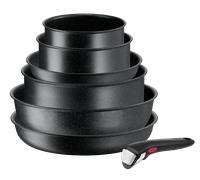 Tefal Ingenio Black Stone Antiadhésif Batterie de cuisine 7 pièces Induction Set 7 pièces : Casseroles 16/18 cm + Poêles 24/28 cm + Wok 28 cm + Sauteuse 24 cm + 1 poignée amovible