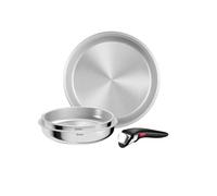 Tefal - Ingenio Comfort Max Batterie de cuisine Acier inoxydable - 4 pièces | Poêle induction empilable avec poignée amovible brevetée - Gain de place 70% - Compatible four et tous feux dont induction