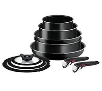 Tefal Ingenio Easy ON Set de Casseroles et Poêles, 10 Pièces, Empilable, Poignée Amovible, Gain de Place, Antiadhésif, Noir, L1599143