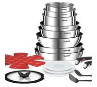 Tefal Ingenio Batterie cuisine 20 pcs, Poêles, Casseroles, Wok, Sauteuse, Couvercles, Poignées amovibles, Induction, Acier inoxydable, Compatible lave-vaisselle, Garantie 5 ans, Emotion L897SJ04