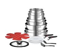 Tefal Ingenio Batterie cuisine 20 pcs, Poêles, Casseroles, Wok, Sauteuse, Couvercles, Poignées amovibles, Induction, Acier inoxydable, Compatible lave-vaisselle, Garantie 5 ans, Emotion L897SJ04