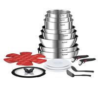 Tefal Ingenio Batterie cuisine 20 pcs, Poêles, Casseroles, Wok, Sauteuse, Couvercles, Poignées amovibles, Induction, Acier inoxydable, Compatible lave-vaisselle, Garantie 5 ans, Emotion L897SJ04