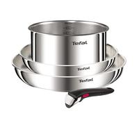 Tefal Ingenio Emotion, Batterie de cuisine, 4pièces, Acier inoxydable, Poignée amovible, Design empilable, Induction, L896S453