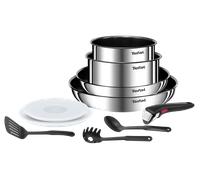 Tefal Ingenio Emotion Inox + antiadhésif Batterie de cuisine 10 p Induction Batterie de cuisine 10 pièces : Poêles 22/26 cm + Casseroles 16/18 cm + Couvercles hermétiques 16/18 cm + 3 accessoires (Cui