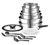 Tefal Ingenio Emotion Inox + antiadhésif Batterie de cuisine 15 pièces Induction Batterie de cuisine 15 pièces : Poêles revêtues 22/26cm + Casseroles non revêtues 16/20 cm + Sauteuse 24 cm + Couvercle