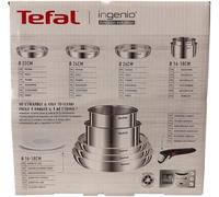 Tefal Ingenio Emotion Lot de 3 poêles 22/26/28 cm + 2 casseroles 16/18 cm + poignée amovible + 2 accessoires, compatible induction, anti-adhésifs, passe au lave-vaisselle et au four