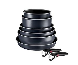 Tefal Ingenio Enjoy - Batterie de cuisine 8 pièces - poignées amovibles | Cuisinez rapidement avec cette poêle induction légère - Design empilable gain de place - Revêtement antiadhésif Titanium