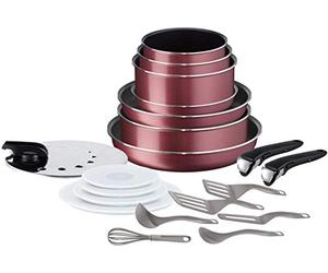 Tefal Ingénio Essential Batterie Cuisine 20 p, Tous Feux sauf Induction, Casseroles, Poêles, Couvercles Hermétique + Anti-Gras, Sauteuse, Cuillère, Spatules, Louche, Fouet, Poignées Classic L22890AZ