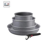 Tefal Ingenio Hard Stone Lot Poeles 22/26 Cm, Casseroles 16/20 Cm, Poignée, Non Induction, Antiadhésif, Fabriqué En France L4409002