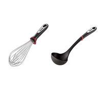 Tefal Ingenio INOX Fouet Acier Inoxydable 35,15 x 9,2 x 7 cm K1181714 & K2060114 Ingenio Louche ustensile de Cuisine Noir résistant sans bisphénol avec Insert Silicone A