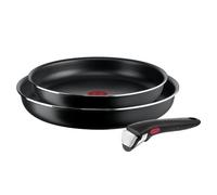 Tefal Ingenio Lot de 2 poêles 24/28 cm + poignée amovible, Non induction, Revêtement antiadhésif, Empilable, Facile à nettoyer, Thermo-Signal, Fabriqué en France, Easy On L1599302