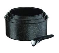 Tefal Ingenio Lot de 3 casseroles 16/18/20 cm + poignée amovible, Induction, Revêtement antiadhésif, Fabriqué en France, Authentic, Noir moucheté L6719012