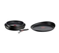 Tefal Ingenio Lot de 3 pièces, Poêles 22/26 cm + 1 poignée amovible, Induction & Ingenio Poêle à crêpe 27 cm, Induction, Revêtement antiadhésif, Fonte d'aluminium, Empilable