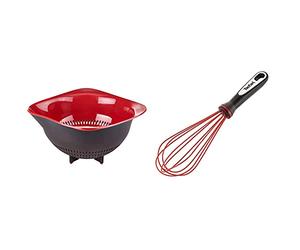 Tefal Ingenio Passoire Plastique, Ustensile de Cuisine, Rebords ergonomiques, Bec verseur, Pratique et Solide K2070614 & INGENIO Accessoires Fouet
