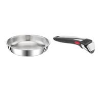 TEFAL Ingenio Poêle 24 cm, Induction, Acier inoxydable haute qualité, Empilable & Ingenio Poignée amovible Premium noire, Empilable, Verrouillage sécurité 3 points, Supporte jusqu'à 10 kg