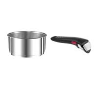Tefal Ingenio Preference Casserole 22 cm, Empilable, Acier inoxydable, Induction, Polyvalence & Ingenio Poignée amovible noire, Empilable, Verrouillage sécurité 3 points
