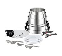 Tefal Ingenio Preference On Batterie de cuisine 15 p, Induction, Acier inoxydable, Revêtement antiadhésif, Empilable, Compatible lave-vaisselle, Fabriqué en France L9749532