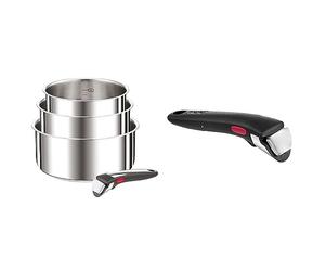 Tefal Ingenio Preference On L898S3 Lot de 4 casseroles avec poignée amovible & Ingenio Poignée amovible noire, Empilable, Amovible, Verrouillage sécurité 3 points, Garantie 10 ans, Expertise