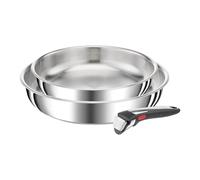 Tefal Ingenio Preference On Lot de 2 Poêles 24/28 cm + poignée amovible, Induction, Acier inoxydable, Empilable, Compatible lave-vaisselle, Fabriqué en France L9759002