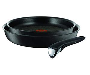 TEFAL Ingenio Ultimate L7649253 Set de poêles 24-28 cm Revêtement anti-adhésif Manche amovible Répartition uniforme de la chaleur Noir