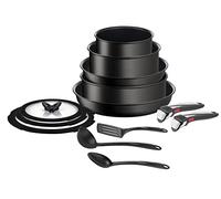 Tefal Ingenio Unlimited On Lot de 2 poêles anti-adhérents 24,28 cm, deux casseroles 16,20 cm, poêle 24 cm, revêtement titane, thermo-ignal, noir