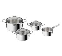 Tefal Intuition Ensemble de 4 pièces, Poêle 16 cm, Poêles 16/20/24 cm, Garantie 5 ans, Acier inoxydable Premium 18/10, Distribution de la taille, Couvercles en verre, Adapté à induction, Cuisson, B864S734