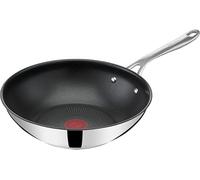 Tefal Jamie Oliver by Cook's Direct On E3041934 Poêle wok avec revêtement anti-adhésif, signal thermique, poignée rivetée, compatible induction, en acier inoxydable, 28 cm