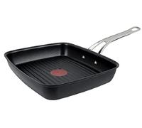Tefal Jamie Oliver Cook's Classics E2454144 Poêle à griller antiadhésive, passe au four, induction, poignée rivetée, aluminium anodisé dur, noir, 27 cm x 23 cm