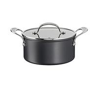 Tefal Jamie Oliver Cook's Classics Faitout de 24 cm, antiadhésif, passe au four, à induction, couvercle en verre, poignée rivetée, aluminium anodisé dur, faitout de 24 cm + couvercle, noir