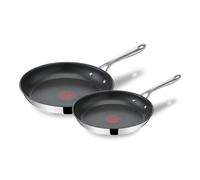 Tefal Set de 2 poêles Jamie Olivers Cook's Direct Inox E304S244 – 24/28 cm, antiadhésif, induction