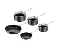 Tefal Jamie Oliver Cook's Direct E017S555 Lot de 5 poêles antiadhésives 20 et 28 cm Casserole 16, 18 et 20 cm avec couvercle, indicateur de chaleur, poignée rivetée sécurisée, compatible plaques à