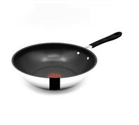 Tefal Jamie Oliver E30 Wok en acier inoxydable avec revêtement anti-adhésif, bord haut, passe au four, poignée rivetée, 28 cm