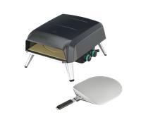 Jamie Oliver by Tefal Pizza Pronto JM4168D0 Four à pizza à gaz avec pierre à pizza rotative à 360°, bouton rotatif manuel, design compact, noir et acier inoxydable