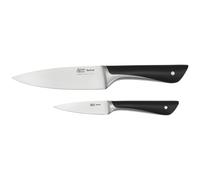 Tefal Jamie Oliver K267S255 Lot de 2 couteaux de cuisine en acier inoxydable allemand, lames tranchantes durables, poignées confortables, pour la cuisine quotidienne, noir