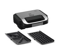 Tefal Jamie Oliver SW70J810 Appareil à croque-monsieur 2 en 1, plaques anti-adhésives, passe au lave-vaisselle, contrôle de la température et de fonctionnement, enrouleur de câble, acier inoxydable