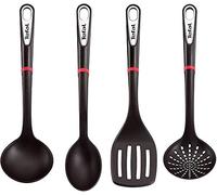 Tefal K206S414 Ingenio Set de Spatule, Cuillère, Louche et Cuillère Passoire Argent Noir 17.2 x 8.1 x 36 cm