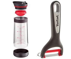 Tefal K20730 Shaker à Vinaigrette, Plastique/Silicone, Noir, 18,5 x 8,3 x 8,3 cm & INGENIO Accessoires Eplucheur à légumes