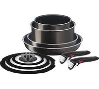 Tefal L16699 Tifal Lot de 9 poêles à frire amovibles avec poignée amovible pour feu à gaz Ingenio Neo French Roast Marron anti-adhésif