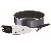 Tefal L2319102 Ingenio Elegance Sauteuse 26 cm + 1 Poignée + 1 Couvercle 26 cm Pailleté Tous Feux Sauf Induction, Aluminium, Gris, 11 x 35, 5 x 29, 5 cm