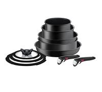 Tefal L76491 Ingenio Ultimate Set de 10 ustensiles de cuisine empilables avec revêtement anti-adhésif et indicateur de température Noir