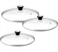 TEFAL Lot de 3 couvercles universels en verre de 24, 26 et 28 cm de diamètre