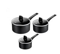 Tefal Lot de 3 poêles en titane 16/18/20 cm + couvercles, revêtement anti-adhésif haute performance, compatible avec toutes les cuisinières, y compris induction, E105S345