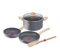 Tefal Lot de 5 pièces, Faitout 24 cm + poêles 20/24 cm + spatule, Induction, Revêtement antiadhésif, Thermo-Signal, Cuisson saine, Fabriqué en France, Natural Force G2669282