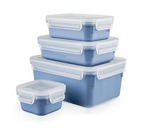 Tefal Masterseal Colour Edition Bleu aqua rectangulaire Set 4 pièces, 100% hermétique, 100% sans danger, compatible lave-vaisselle, coloris tendance N1030810
