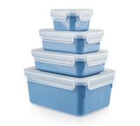 Tefal Masterseal Colour Edition Bleu aqua rectangulaire Set 4 pièces, 100% hermétique, 100% sans danger, compatible lave-vaisselle, coloris tendance N1030810
