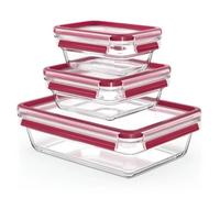 Tefal Lot de 3 Boîtes de conservation en verre, 2 rectangulaires 0,45 L et 2 L + 1 carrée 0,8 L, Conservation des aliments, Empilable, Compatible four et congélateur, Masterseal Fresh N1050910